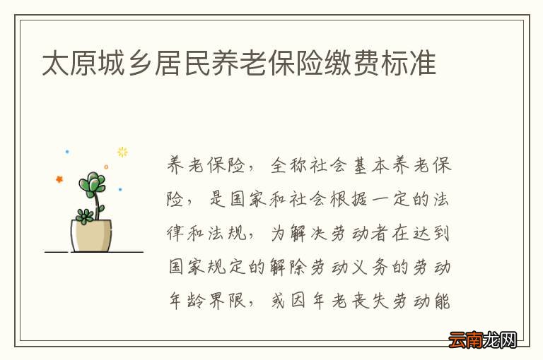 太原城乡居民养老保险缴费标准