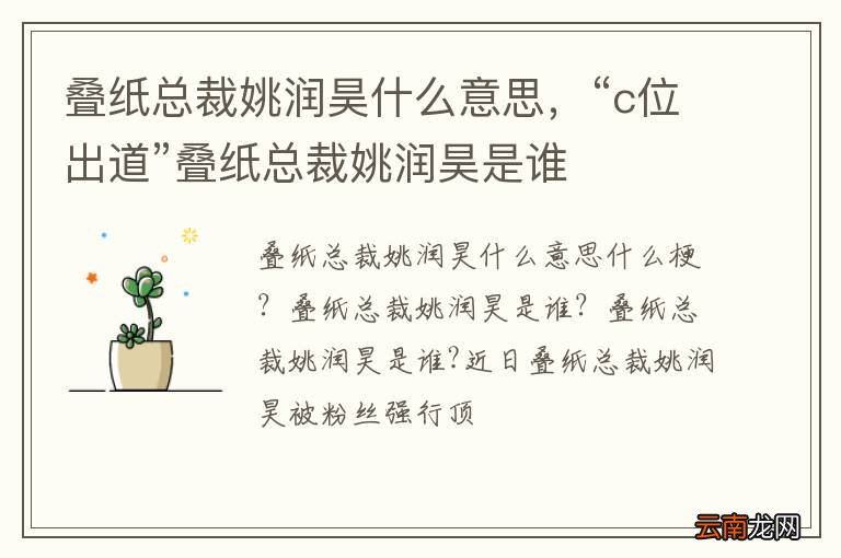 叠纸总裁姚润昊什么意思，“c位出道”叠纸总裁姚润昊是谁