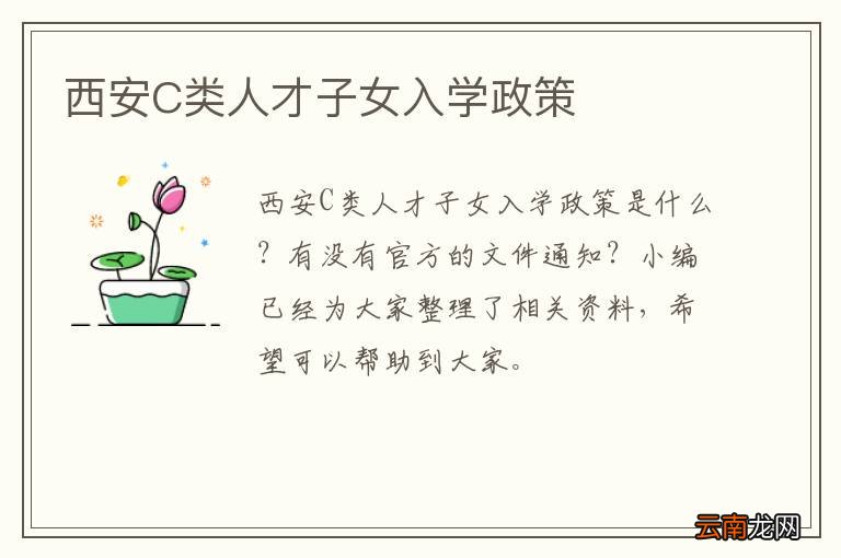 西安C类人才子女入学政策