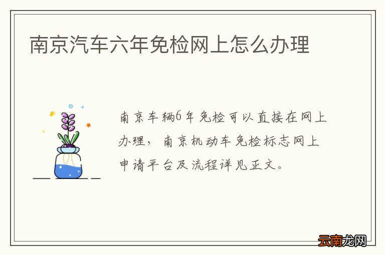 南京汽车六年免检网上怎么办理