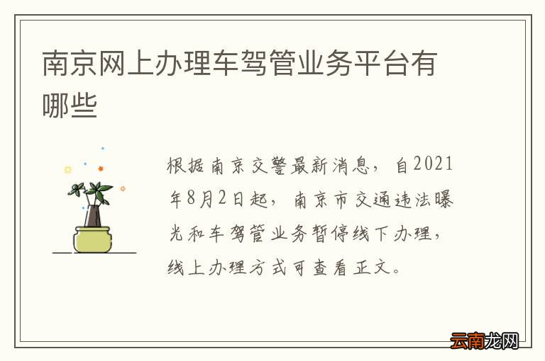 南京网上办理车驾管业务平台有哪些