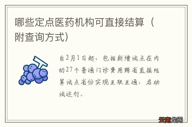 附查询方式 哪些定点医药机构可直接结算