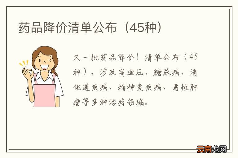 45种 药品降价清单公布