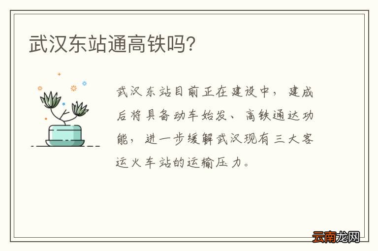 武汉东站通高铁吗？