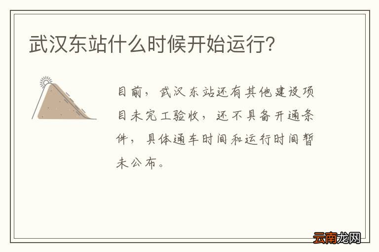 武汉东站什么时候开始运行？