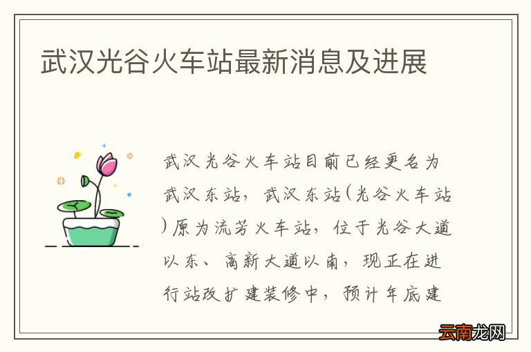 武汉光谷火车站最新消息及进展