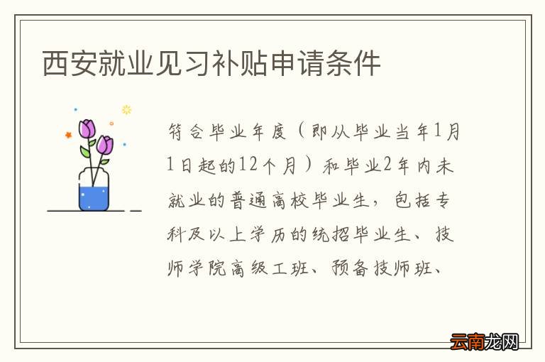 西安就业见习补贴申请条件