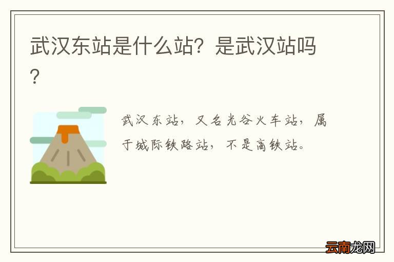 武汉东站是什么站?是武汉站吗?