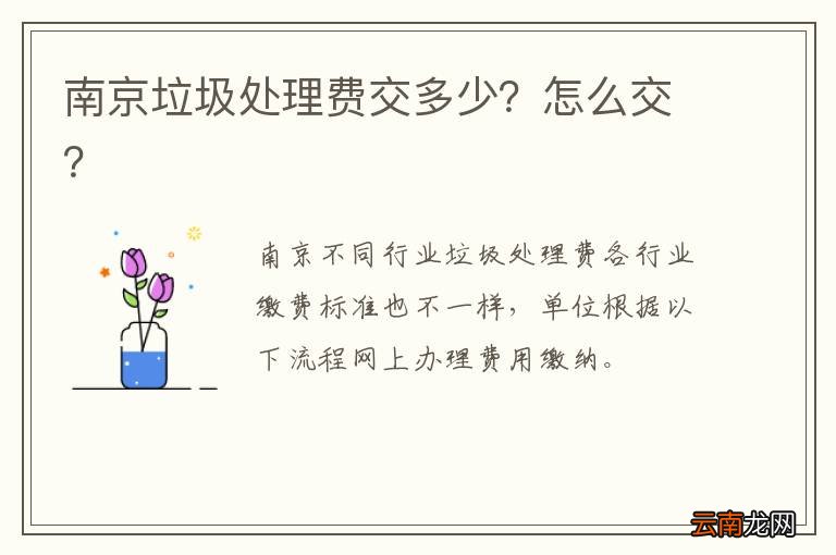 南京垃圾处理费交多少？怎么交？