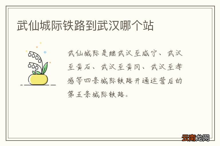 武仙城际铁路到武汉哪个站
