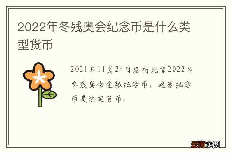 2022年冬残奥会纪念币是什么类型货币
