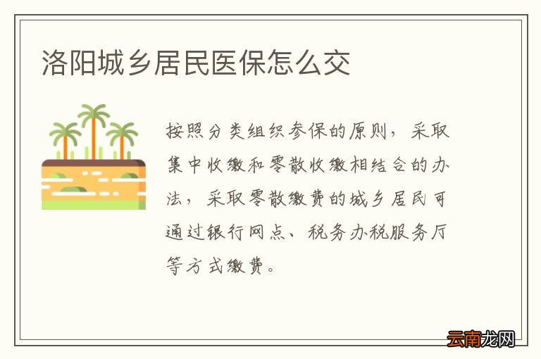 洛阳城乡居民医保怎么交