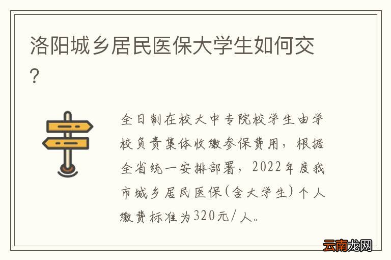 洛阳城乡居民医保大学生如何交？
