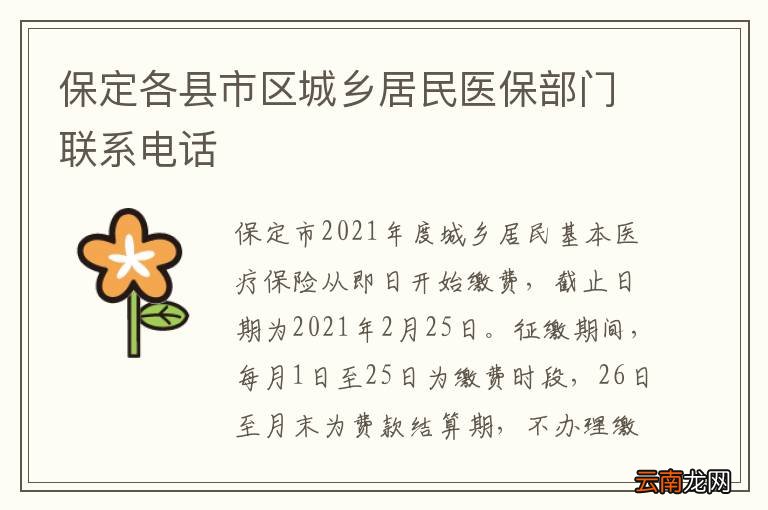 保定各县市区城乡居民医保部门联系电话
