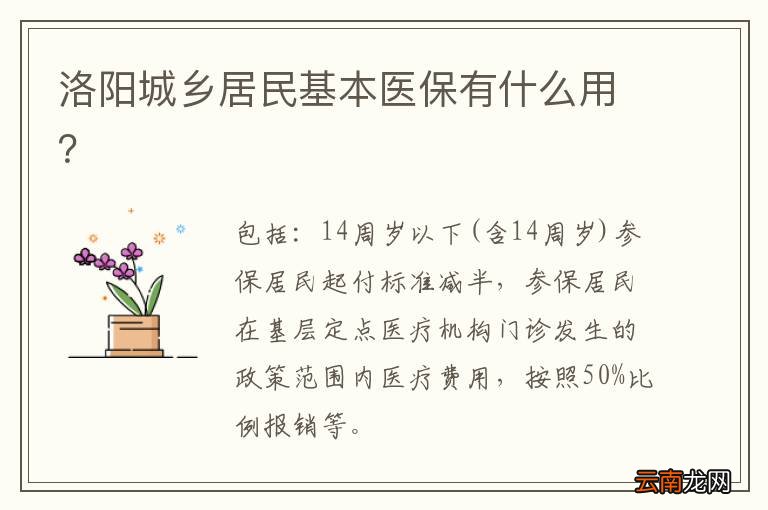 洛阳城乡居民基本医保有什么用？