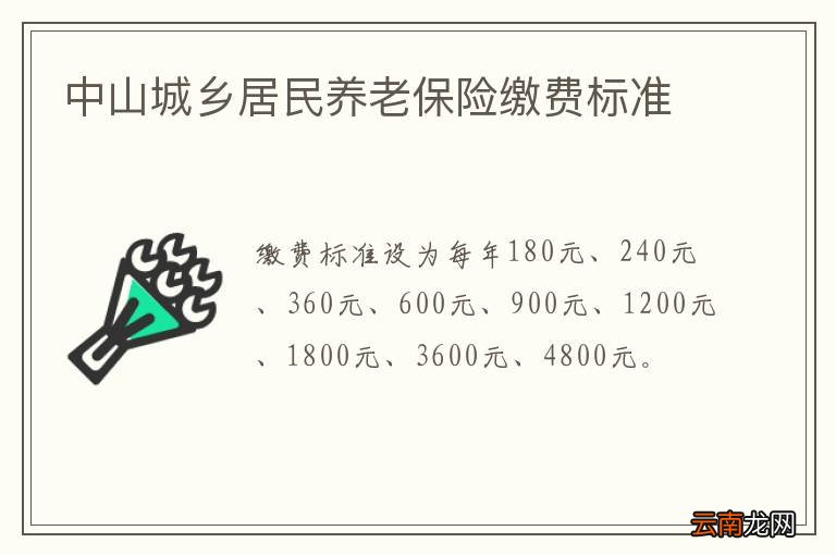 中山城乡居民养老保险缴费标准