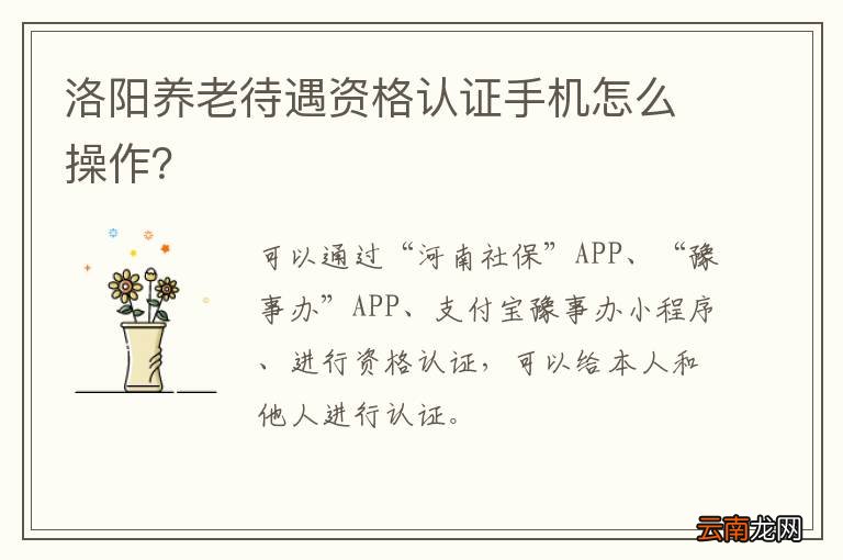洛阳养老待遇资格认证手机怎么操作？