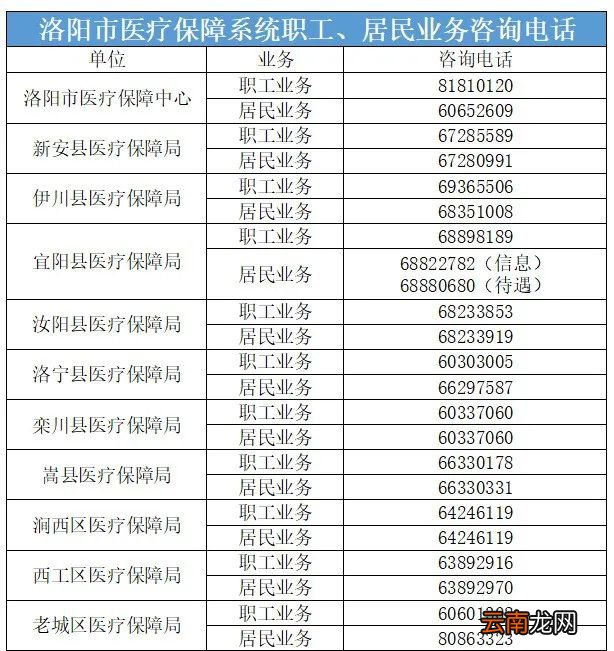 2022洛阳市医保咨询电话最新
