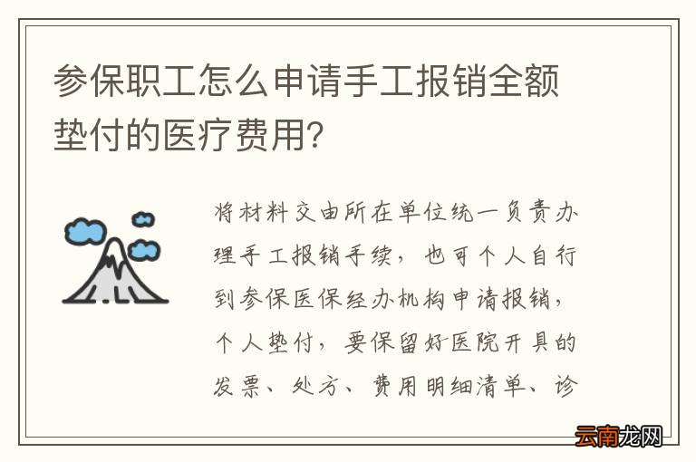 参保职工怎么申请手工报销全额垫付的医疗费用？