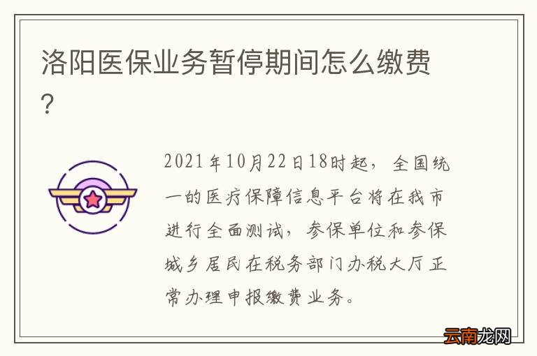 洛阳医保业务暂停期间怎么缴费？
