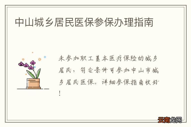 中山城乡居民医保参保办理指南