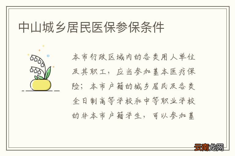 中山城乡居民医保参保条件