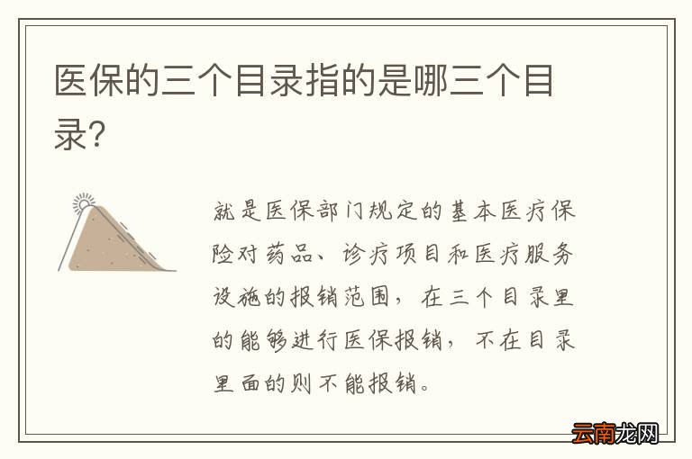 医保的三个目录指的是哪三个目录？