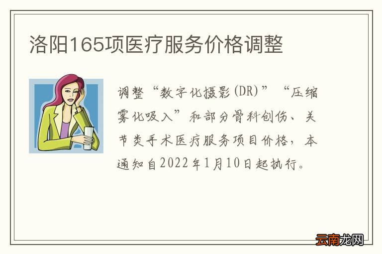 洛阳165项医疗服务价格调整