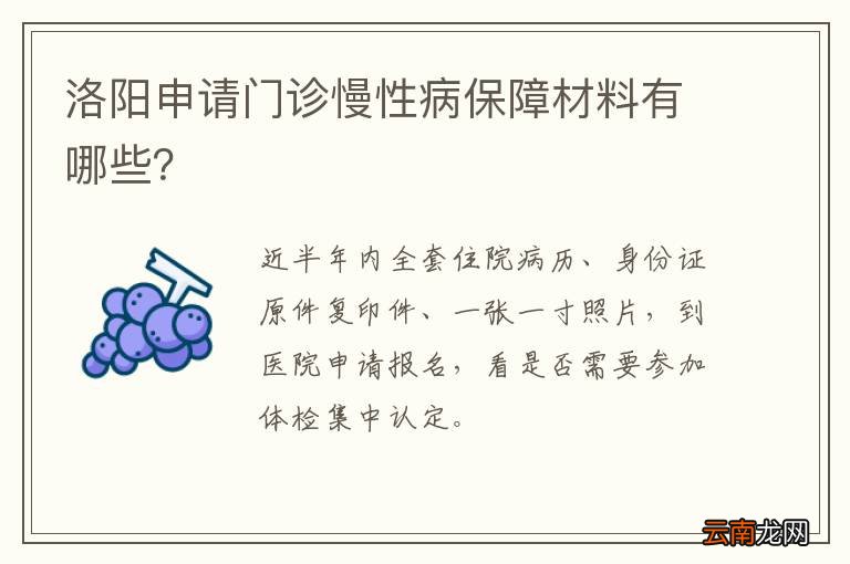 洛阳申请门诊慢性病保障材料有哪些？