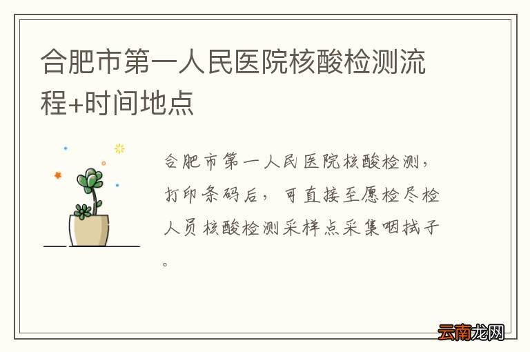 合肥市第一人民医院核酸检测流程+时间地点