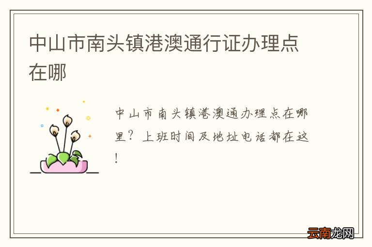 中山市南头镇港澳通行证办理点在哪