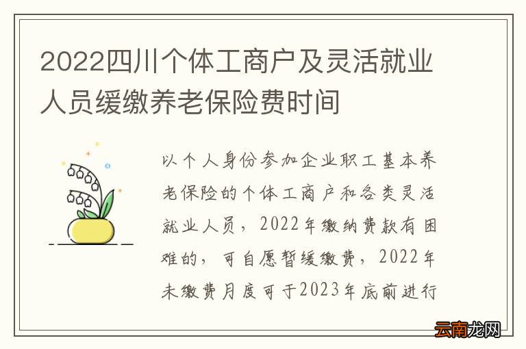2022四川个体工商户及灵活就业人员缓缴养老保险费时间