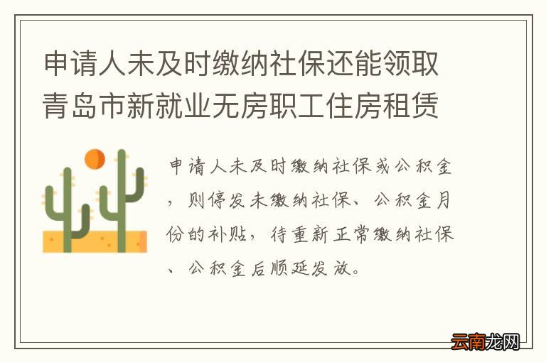 申请人未及时缴纳社保还能领取青岛市新就业无房职工住房租赁补贴吗？