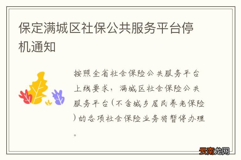 保定满城区社保公共服务平台停机通知