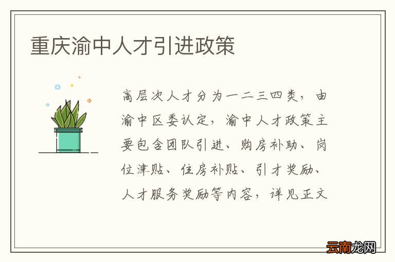 重庆渝中人才引进政策