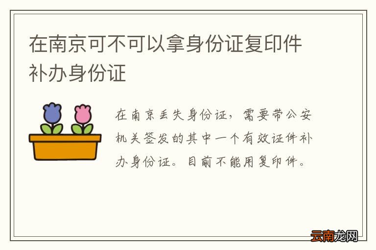 在南京可不可以拿身份证复印件补办身份证