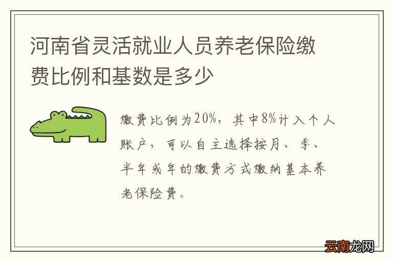 河南省灵活就业人员养老保险缴费比例和基数是多少