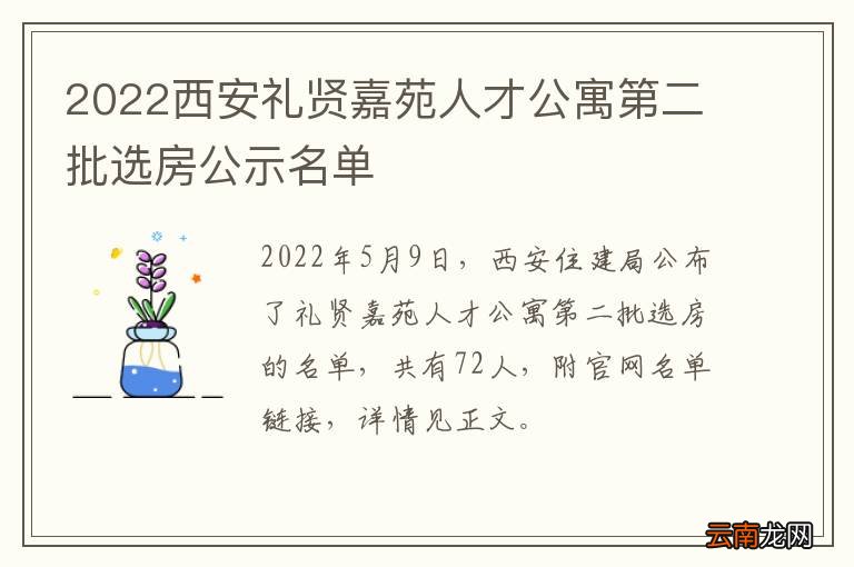 2022西安礼贤嘉苑人才公寓第二批选房公示名单