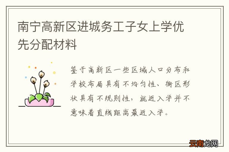 南宁高新区进城务工子女上学优先分配材料