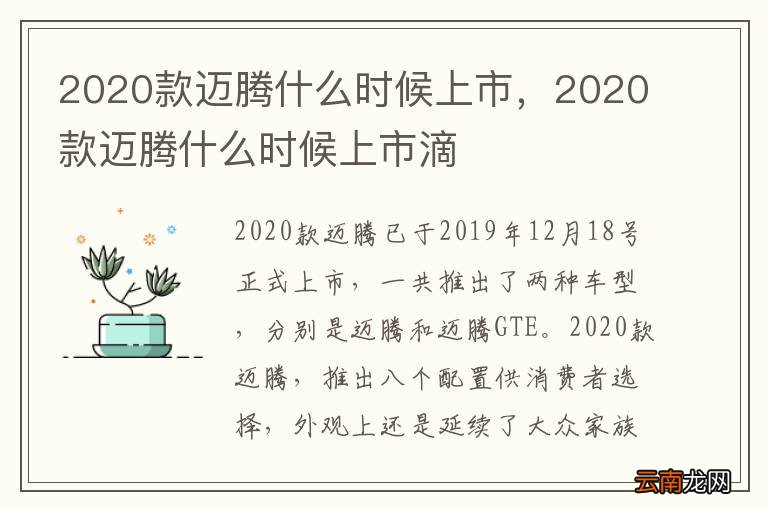 2020款迈腾什么时候上市，2020款迈腾什么时候上市滴