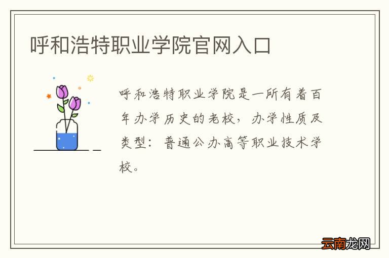 呼和浩特职业学院官网入口