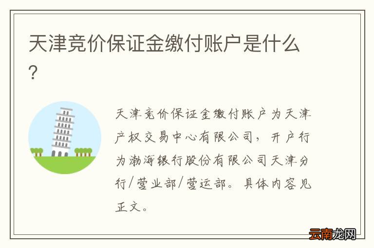 天津竞价保证金缴付账户是什么？