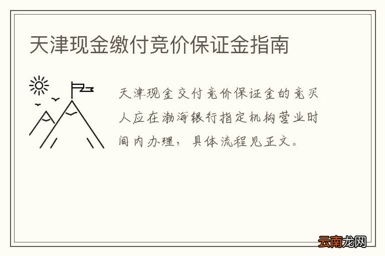 天津现金缴付竞价保证金指南