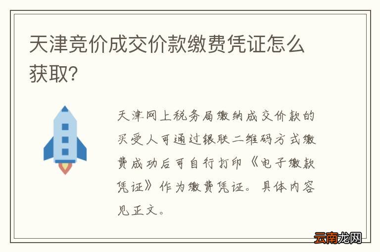 天津竞价成交价款缴费凭证怎么获取？