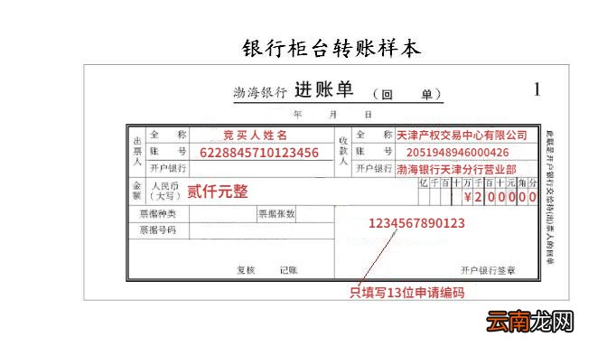 天津银行柜台转账缴纳竞价保证金指南