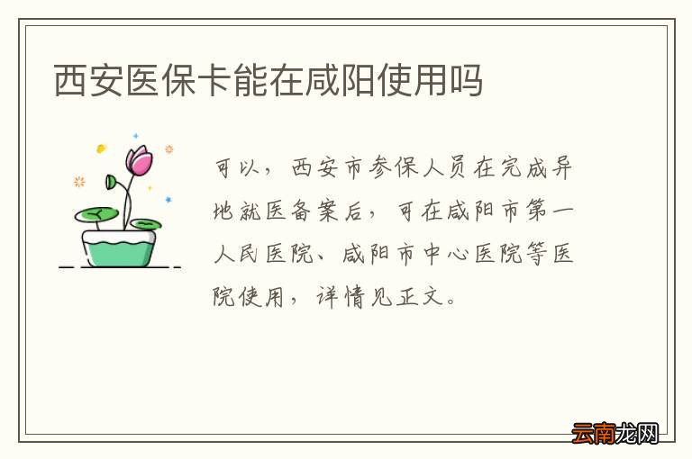 西安医保卡能在咸阳使用吗