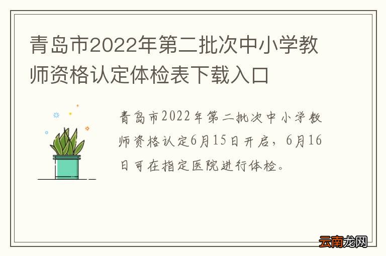 青岛市2022年第二批次中小学教师资格认定体检表下载入口