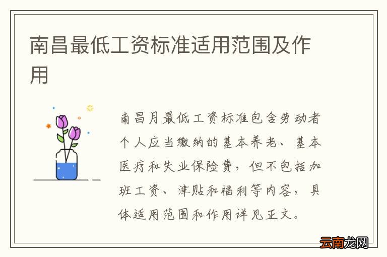 南昌最低工资标准适用范围及作用