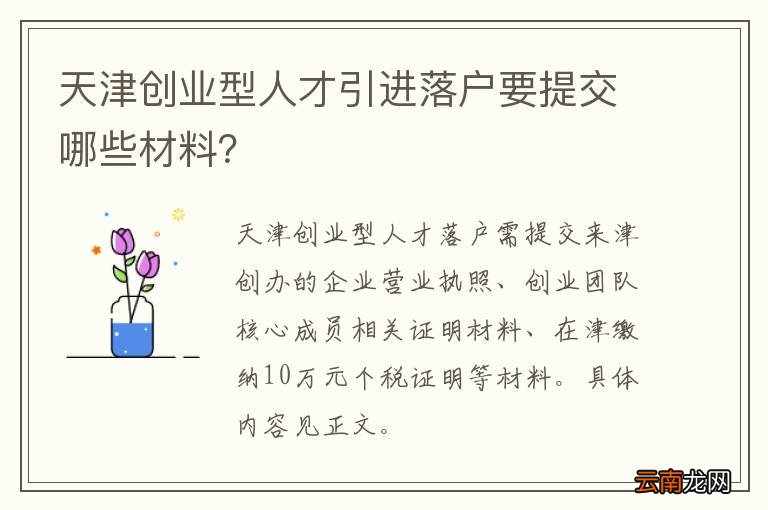 天津创业型人才引进落户要提交哪些材料？