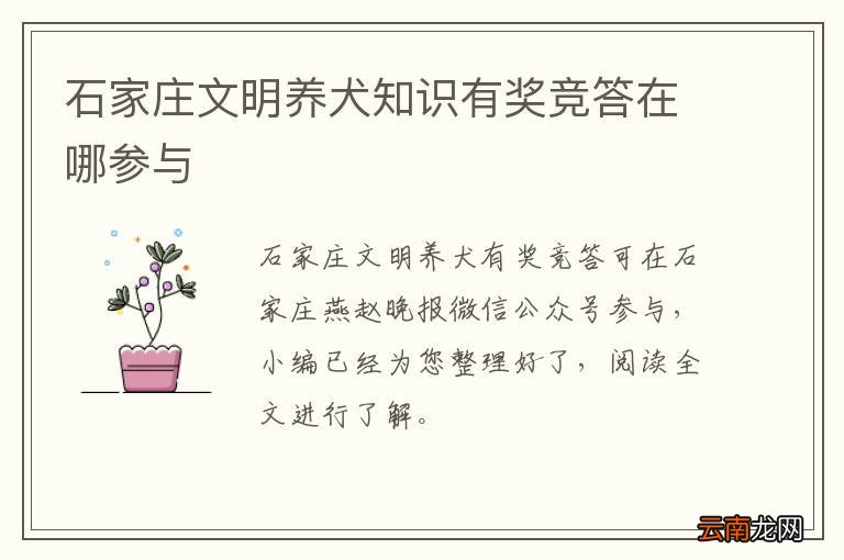 石家庄文明养犬知识有奖竞答在哪参与